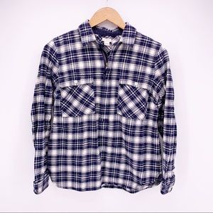 J Crew Women's Small Blue 3/4 Zip Buffalo Check Popover Shirt Jacket E4424 B2